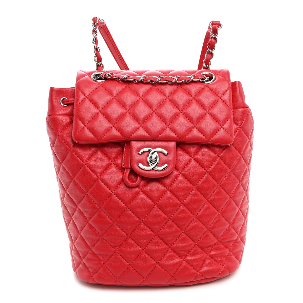 Lambskin Quilted Small Urban Spirit Backpack Red