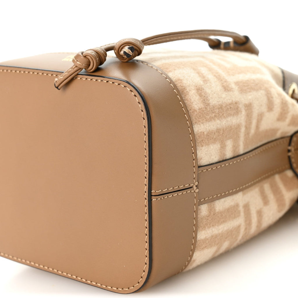 Wool Vitello King FF 1974 Mini Mon Tresor Bucket Bag Beige Cammello Sand