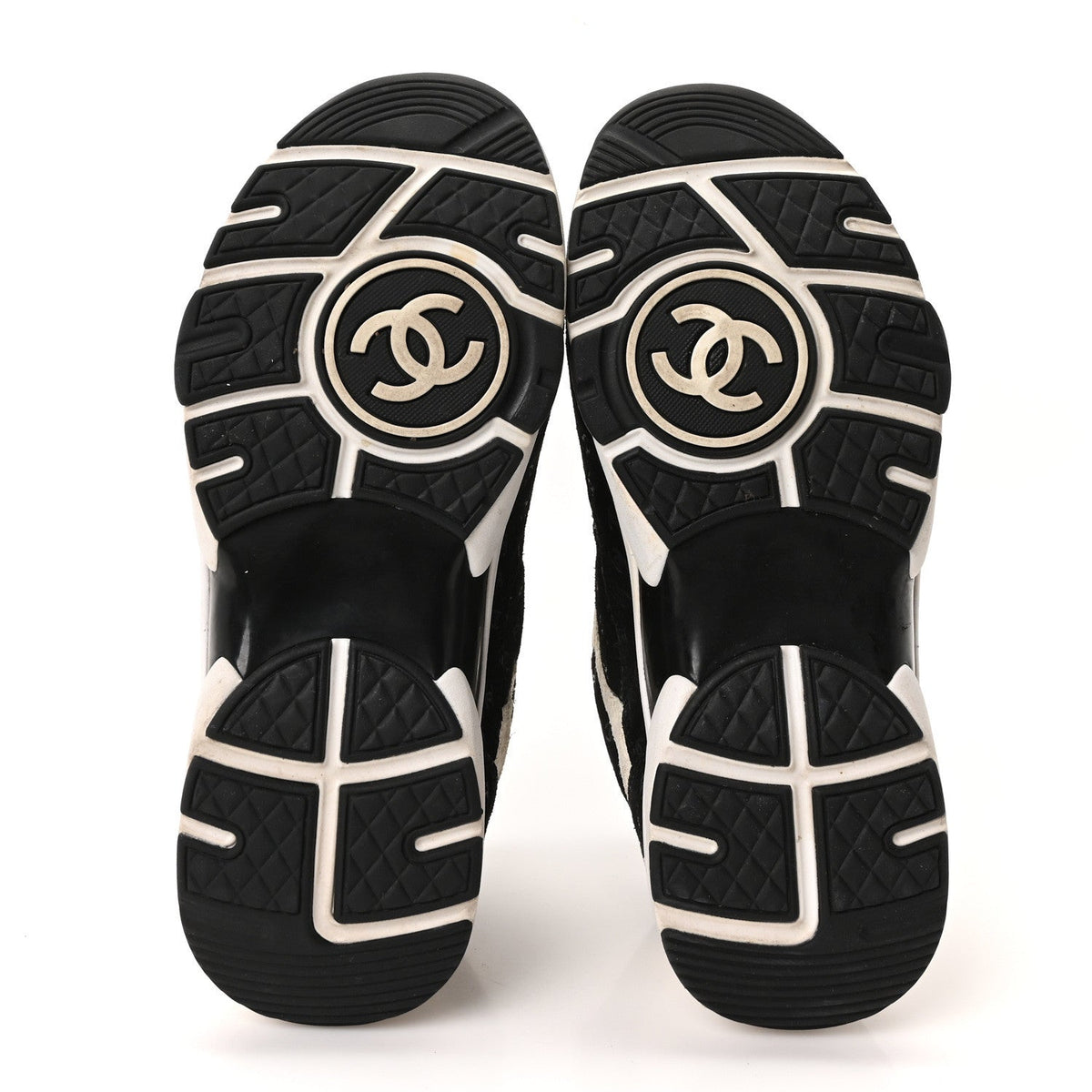 Printed Suede Calfskin CC Sneakers 35 Black White