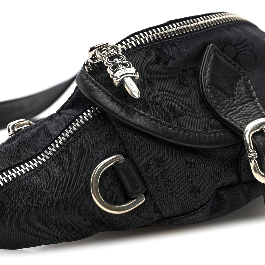 Grained Calfskin Nylon Stencil Mini Snat Pack Gunslinger Waist Bag Black