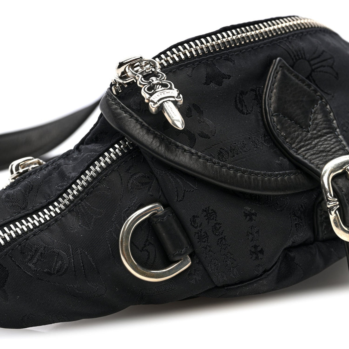 Grained Calfskin Nylon Stencil Mini Snat Pack Gunslinger Waist Bag Black