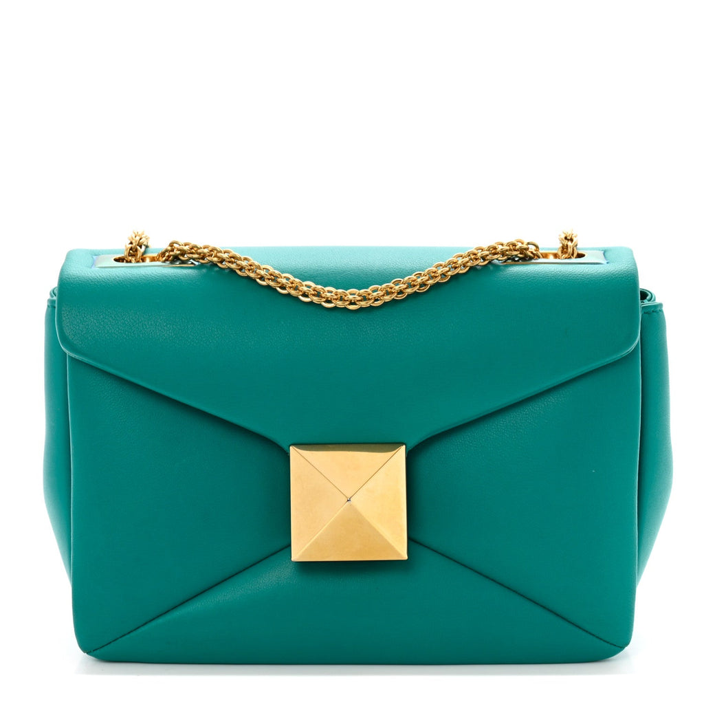 Nappa One Stud Chain Clutch Ultra Marine Green