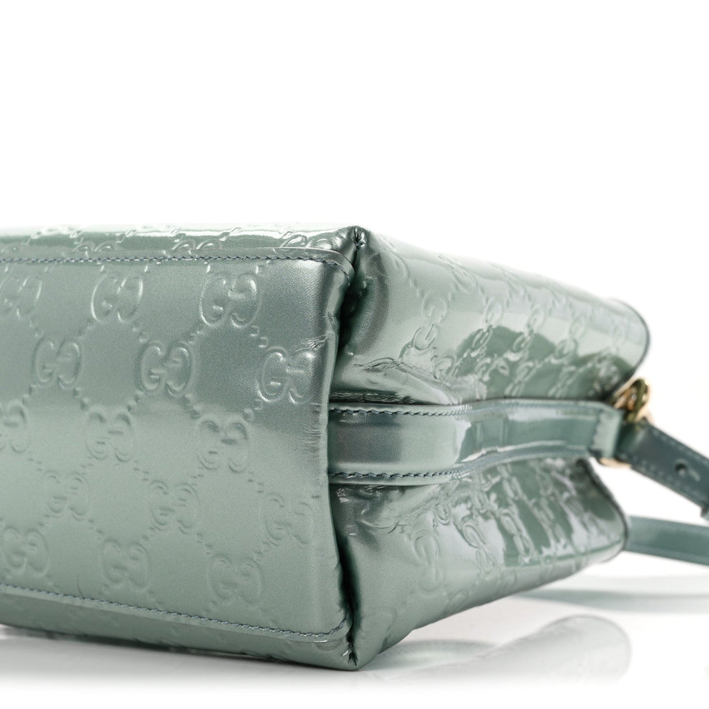 Patent GG Emblem Small Bucket Bag Light Blue