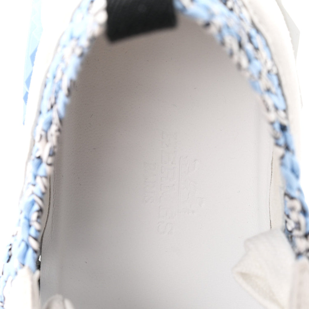 Braided Silk Suede Bouncing Sneakers 37.5 Bleu Clair White