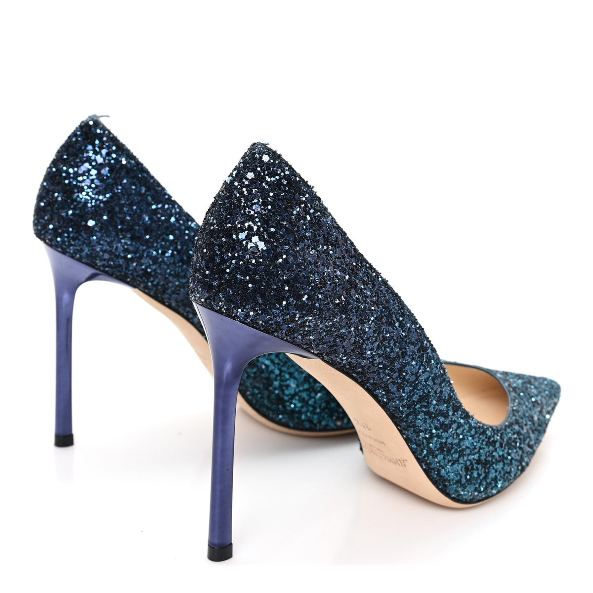 Coarse Glitter Degrade Pointy Toe Romy 100 Pumps 37.5 Peacock Navy