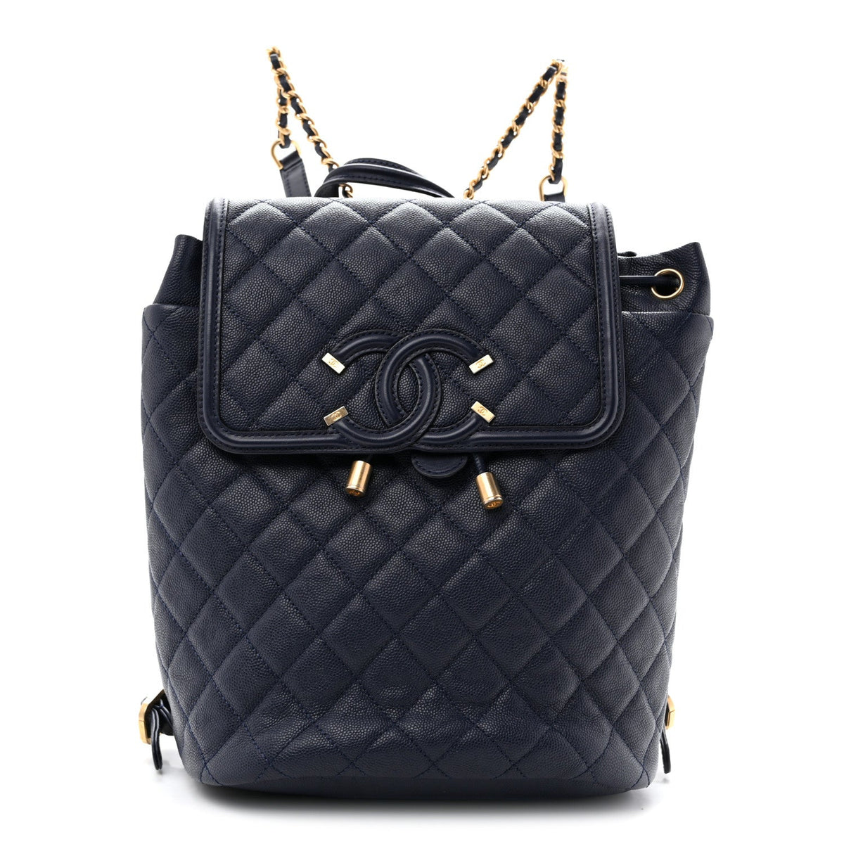 Caviar Quilted Filigree Backpack Navy