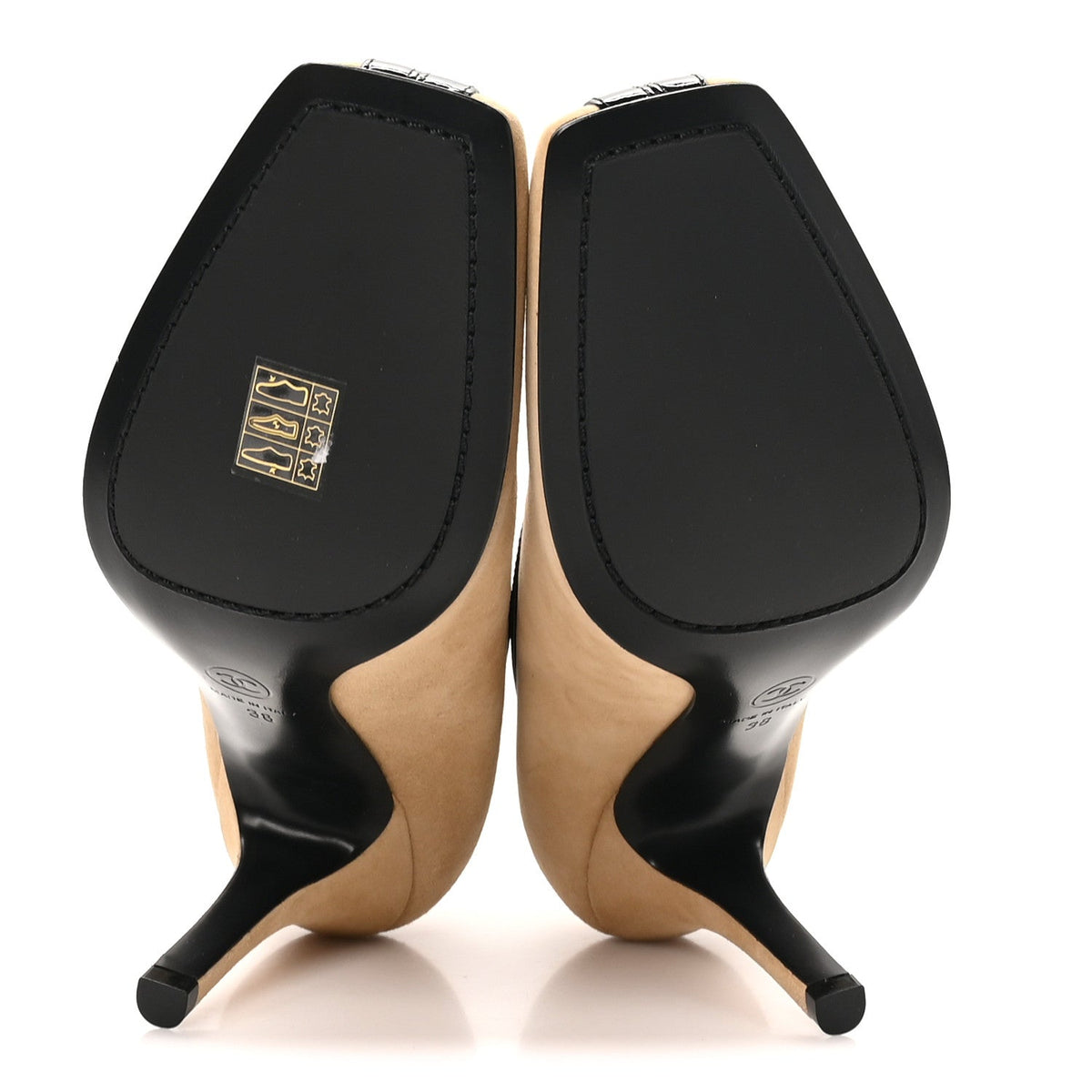 Suede Patent Calfskin Pumps 38 Beige Black