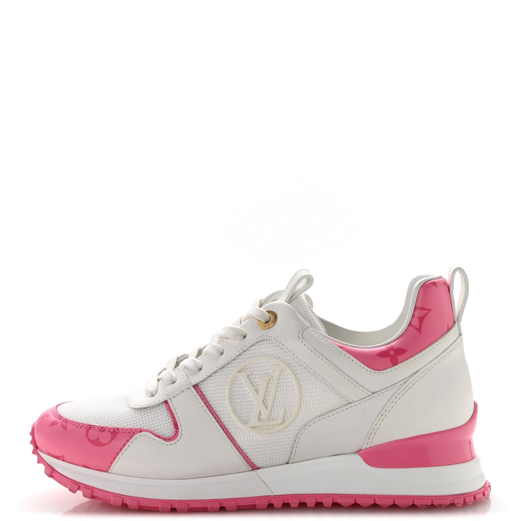 Calfskin Monogram Run Away Sneakers 38 White Pink