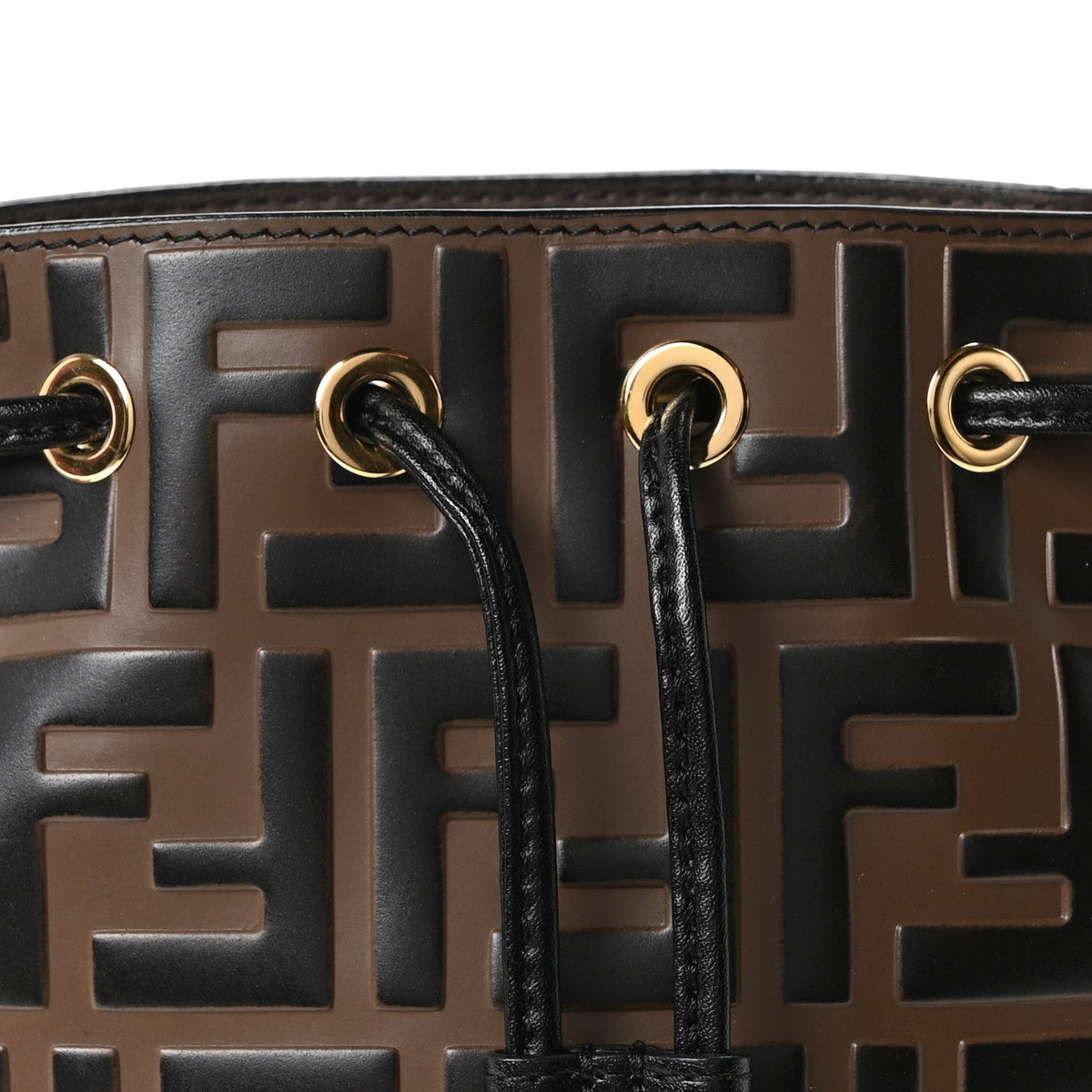 Vitello Liberty F is Fendi Bi-Color FF 1974 Embossed Mini Mon Tresor Bucket Bag Maya Black