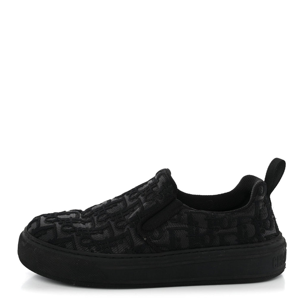Shiny Technical Fabric Oblique Embroidered Womens Solar Slip On Sneakers 37.5 Black