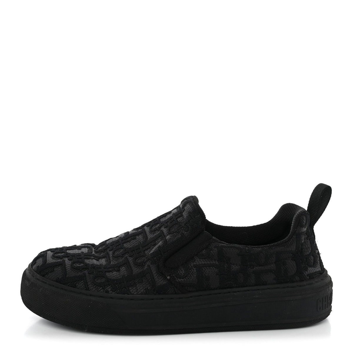 Shiny Technical Fabric Oblique Embroidered Womens Solar Slip On Sneakers 37.5 Black