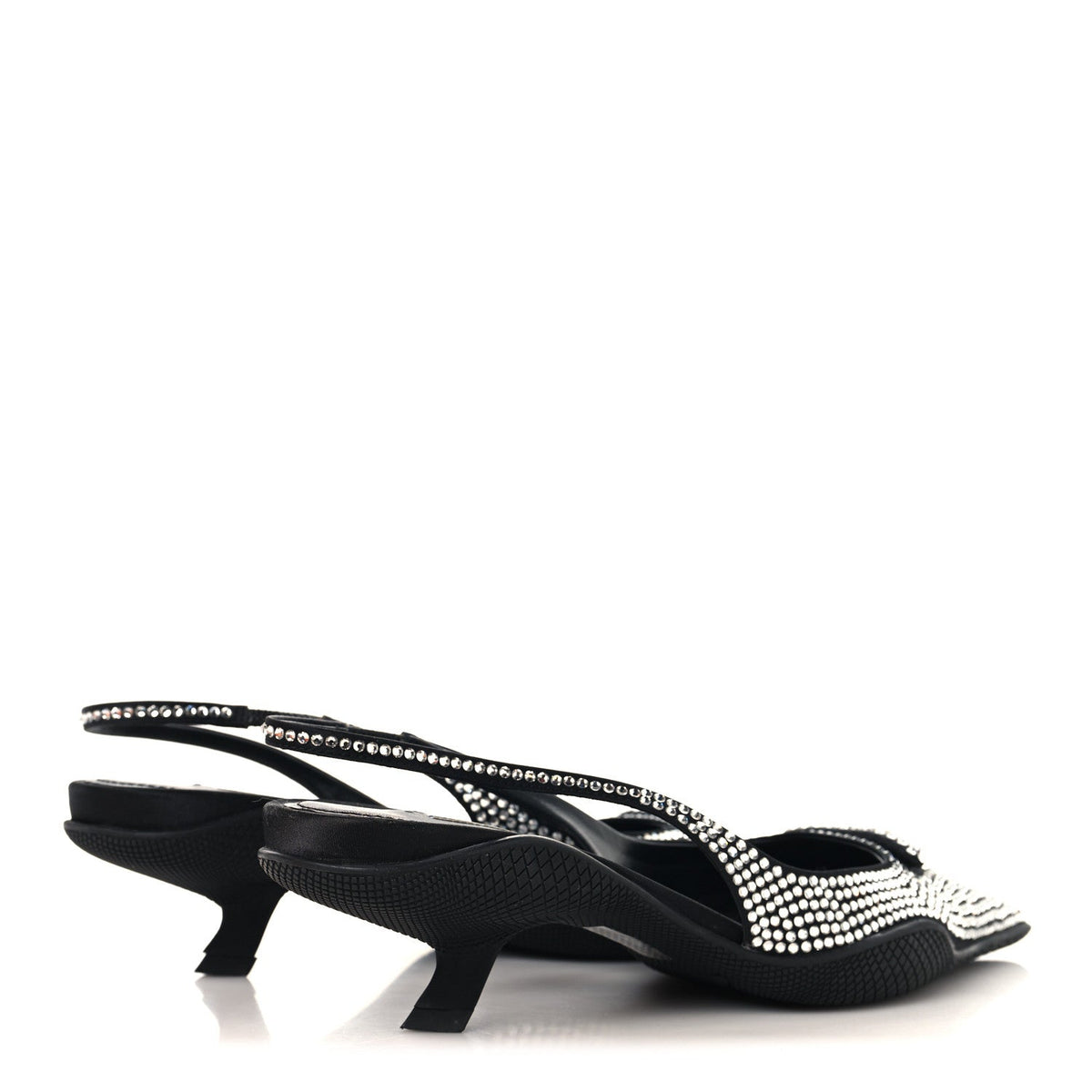 Satin Crystal Logo 45mm Slingback Pumps 38.5 Cristal