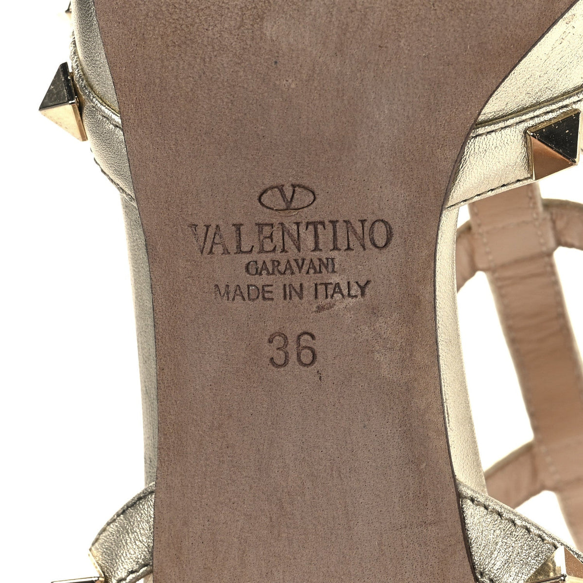 Metallic Nappa Rockstud Ankle Strap 65mm Pumps 36 Gold