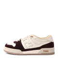 Grained Calfskin Mens Fendi Match Low Top Sneakers 7 White Burgundy Amber