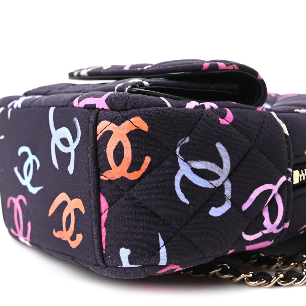 Printed Fabric Quilted CC Mini Classic Backpack Black Multicolor