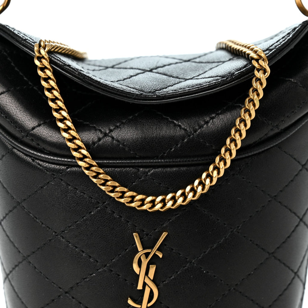 Lambskin Gabby Micro Bucket Bag Black