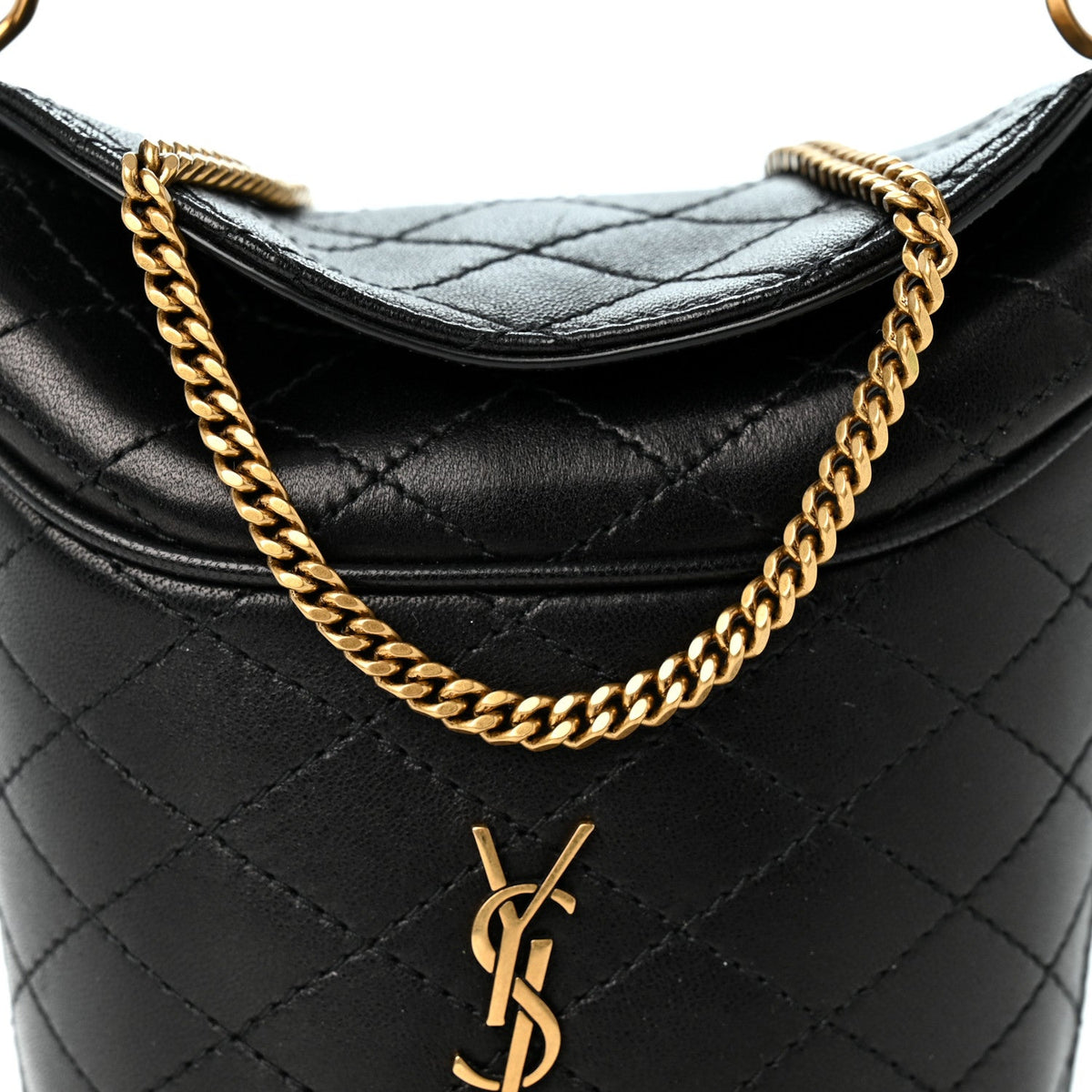 Lambskin Gabby Micro Bucket Bag Black