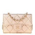 Metallic Lambskin Quilted Belt Bag Gold