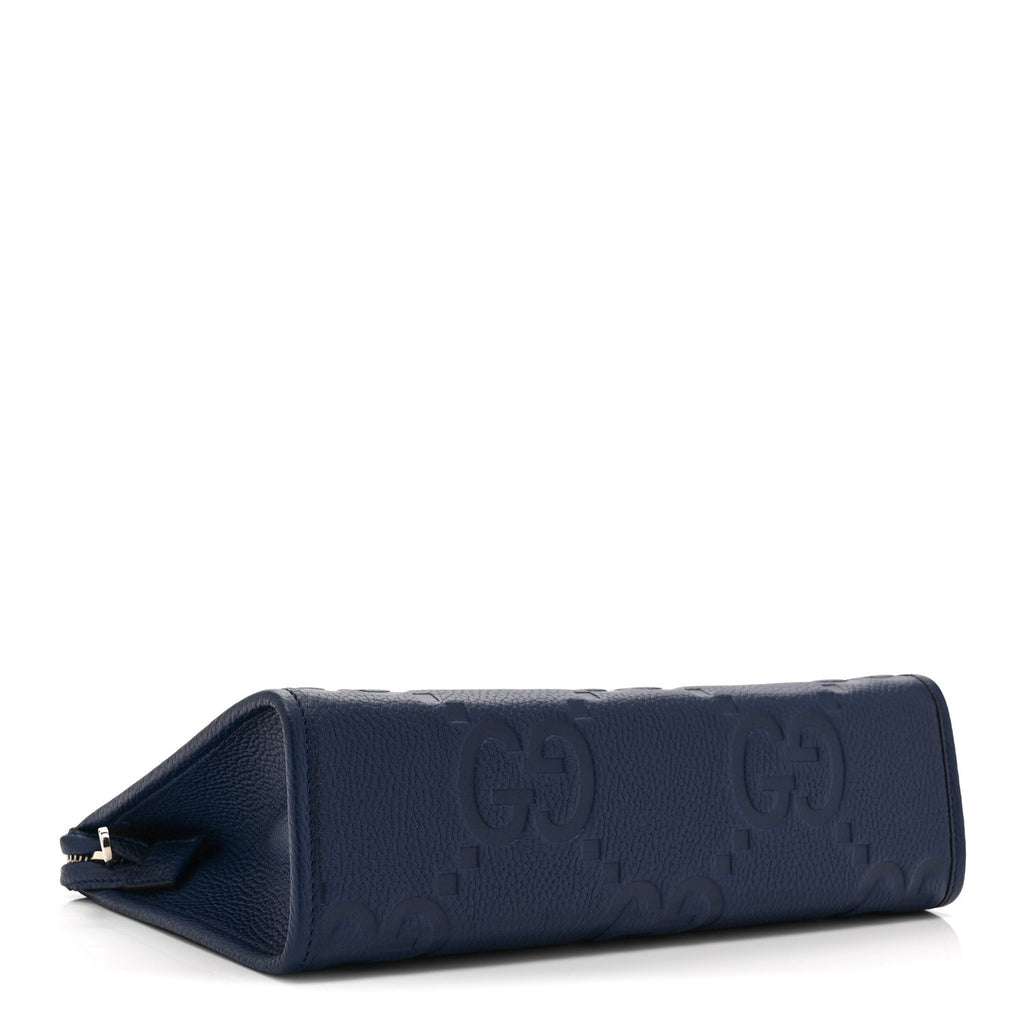 Piuma Calfskin Jumbo GG Embossed Pouch  Royale