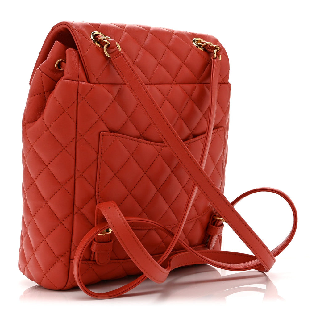 Lambskin Quilted Small Urban Spirit Backpack Red
