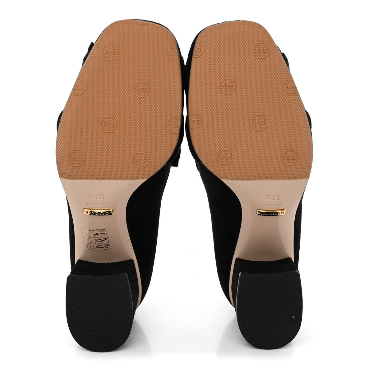 Kid Scamosciato GG Marmont Fringe 50mm Loafer Pumps 37.5 Black