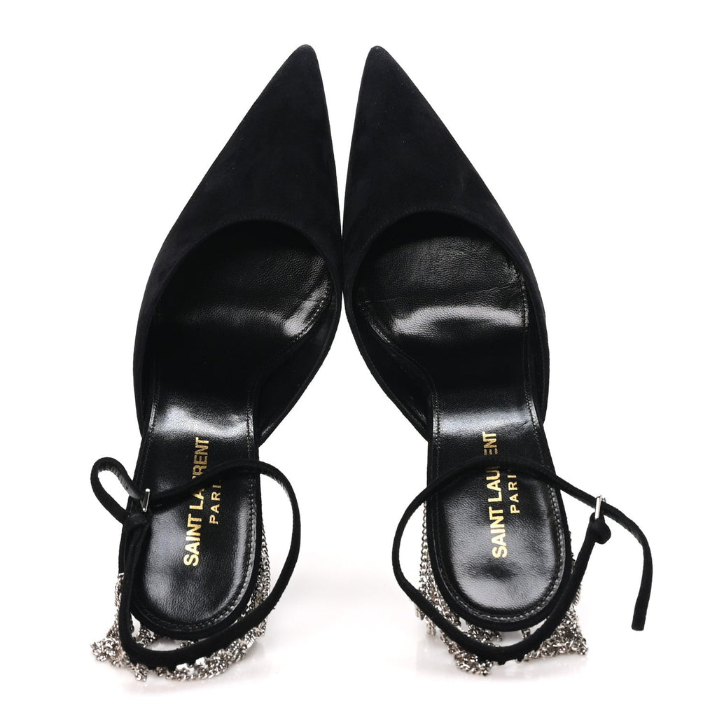 Kid Scamosciato Sling 90 Chain Pumps 39.5 Black