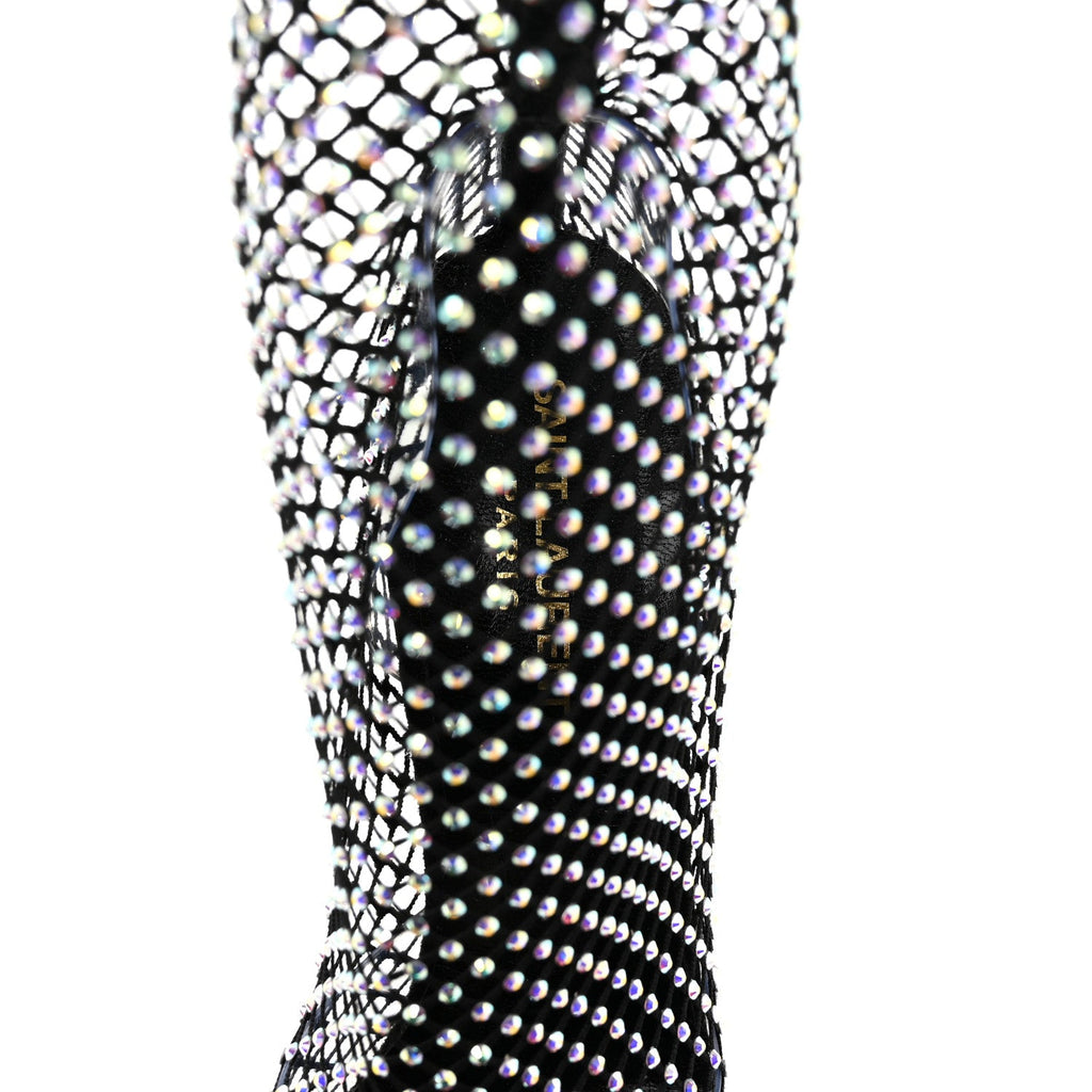 Mesh Crystal 68 Knee High Boots 39 Black