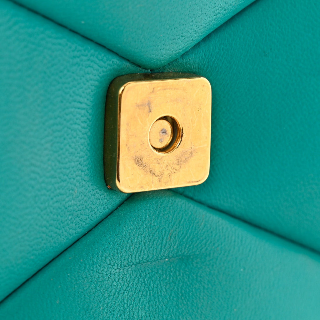Nappa One Stud Chain Clutch Ultra Marine Green