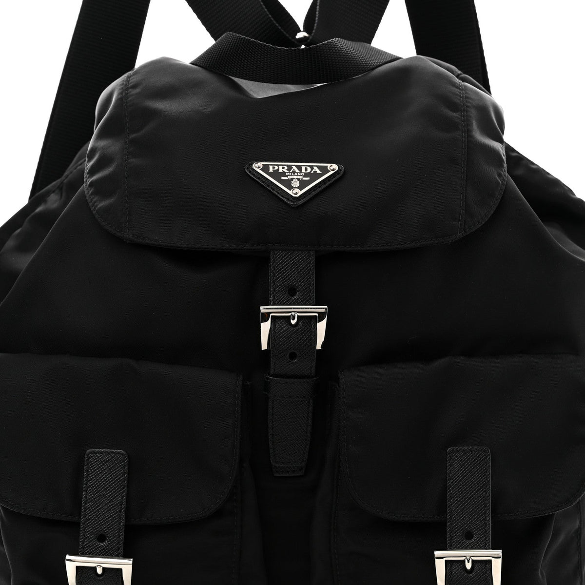 Tessuto Nylon Saffiano Medium Backpack Black