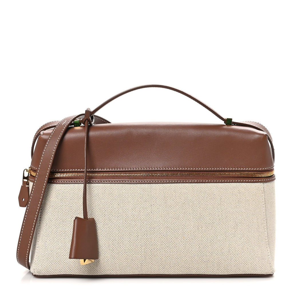 Calfskin Cotton Canvas L27 Extra Pocket Bag Natural Caramel Sugar