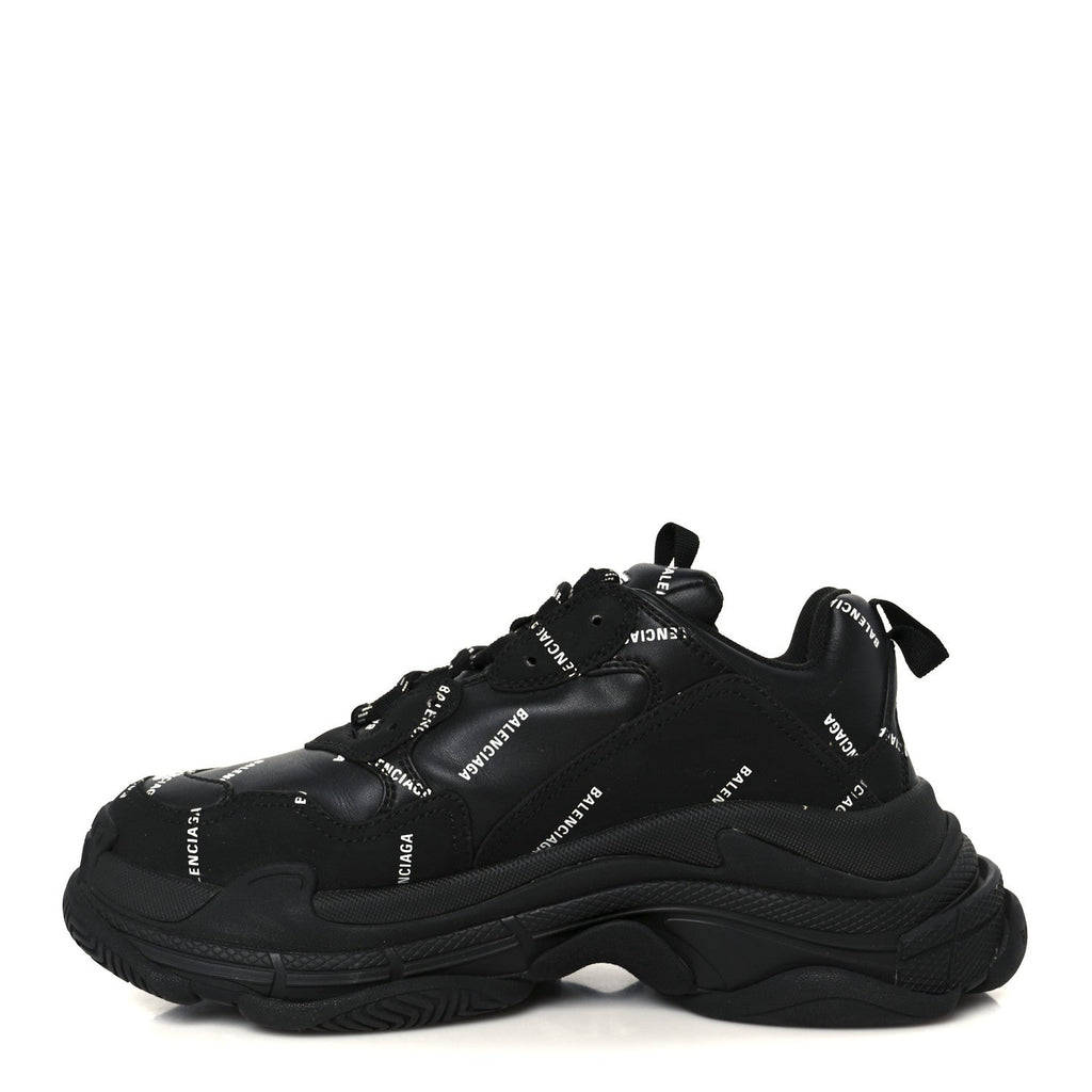 Technical Fabric Allover Logo Womens Triple S Sneakers 37 Black White