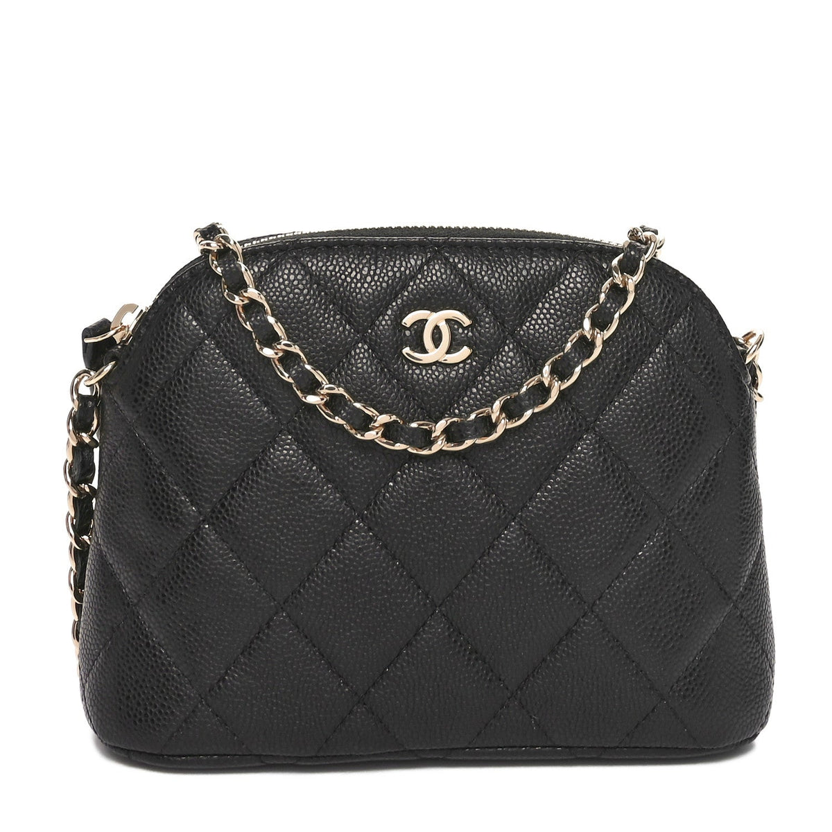 Caviar Quilted Mini Classic Clutch With Chain Black