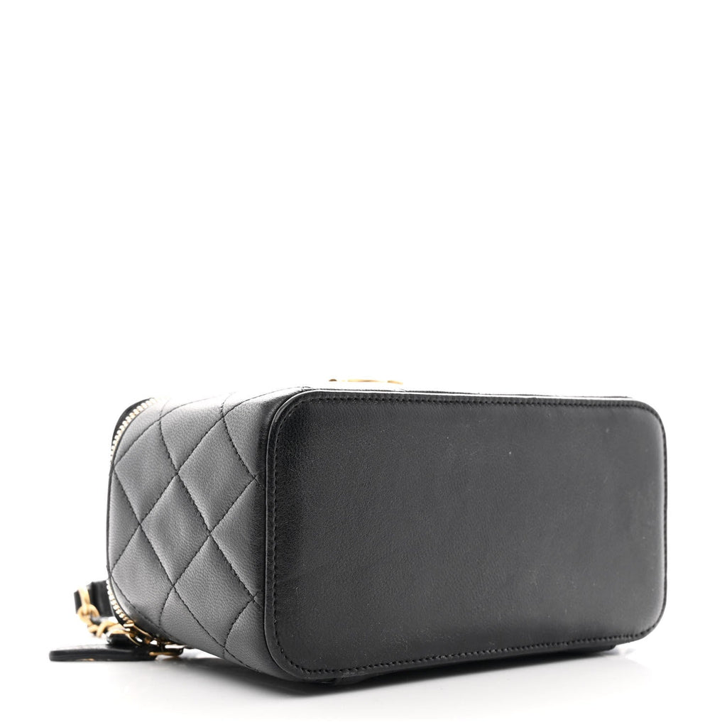 Goatskin Quilted Punk Essentials Vanity Case With Chain Black