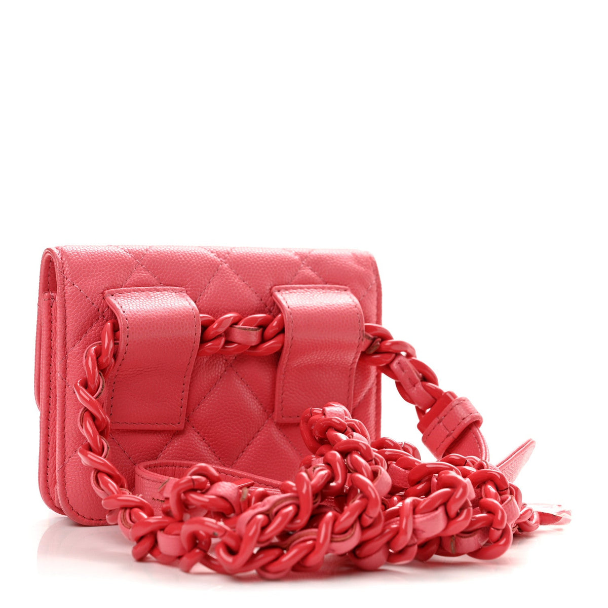 Caviar Quilted My Everything Belt Flap Card Holder Pink