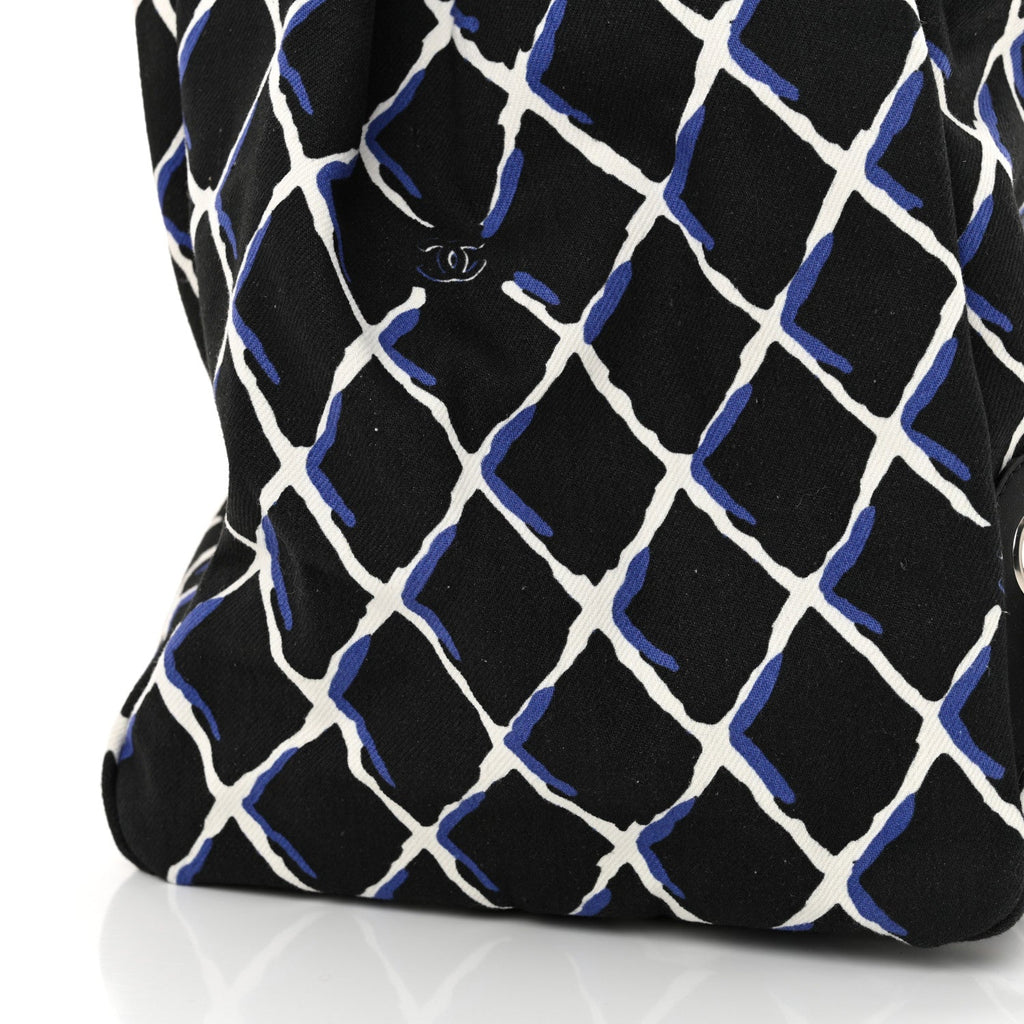 Canvas Printed Airline Drawstring Bag Black Blue