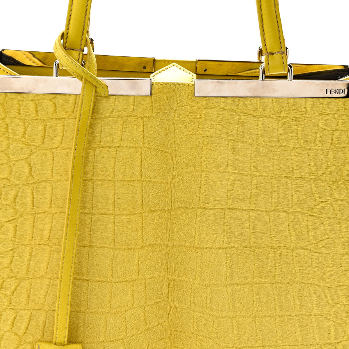 Vitello Calf Hair Crocodile Embossed Large 3Jours Tote Sunflower Cedro