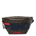 X FILA Glazed Fabric Vitello Century FF 1974 Mania Belt Bag Mogano Panna Blueberry Mogano Panna Blueberry