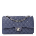 Lambskin Quilted Medium Double Flap Light Purple