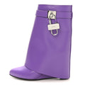 Calfskin Shark Lock Ankle Boots 35 Ultraviolet