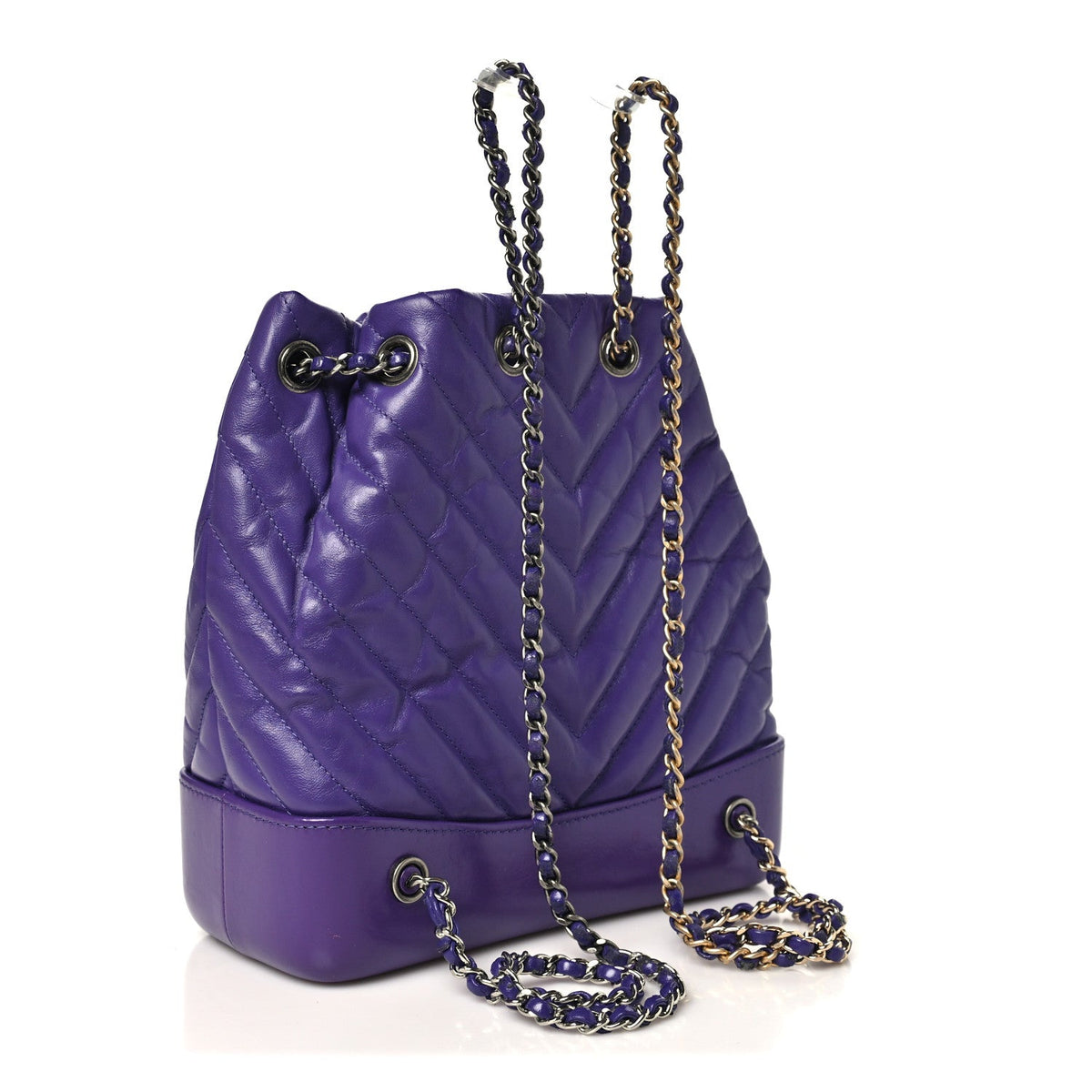 Aged Calfskin Chevron Quilted Small Gabrielle Backpack Purple