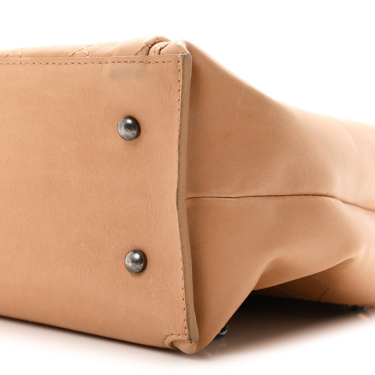 Calfskin Stitched Medium Urban Luxury Drawstring Backpack Beige