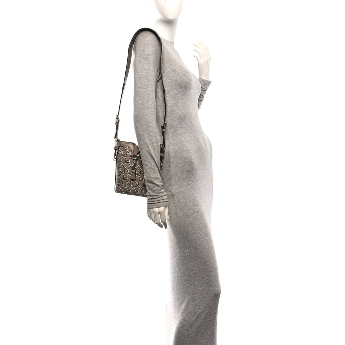 GG Shadow Monogram Mini Bucket Bag Beige Taupe