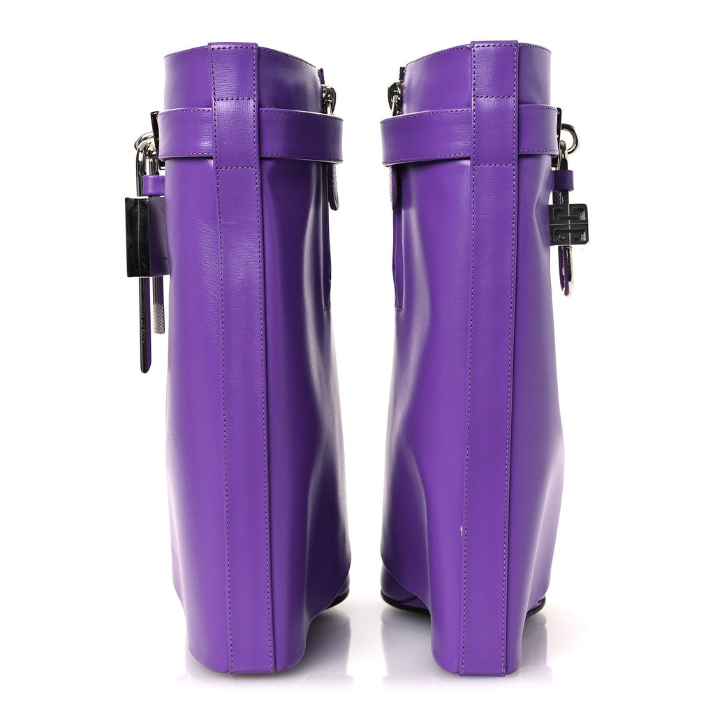Calfskin Shark Lock Ankle Boots 35 Ultraviolet