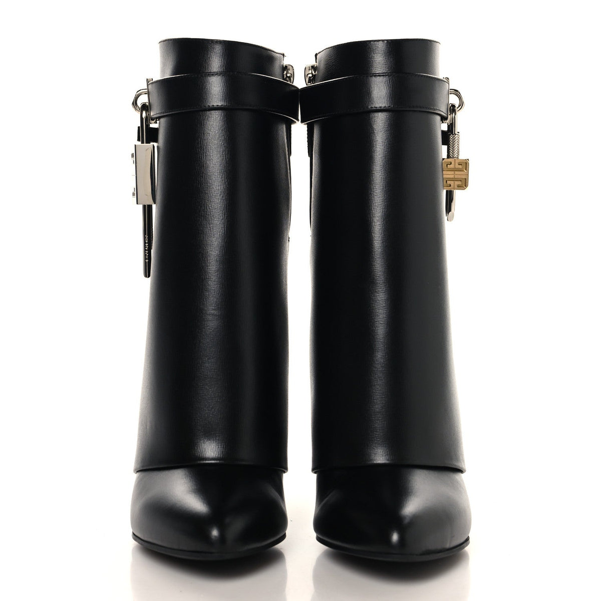 Calfskin Shark Lock Ankle Boots 38 Black