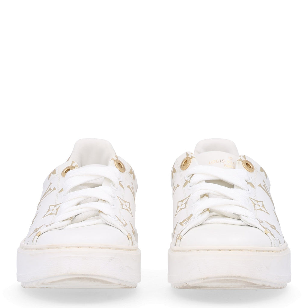 Calfskin Monogram Debossed Time Out Sneakers 37 Gold