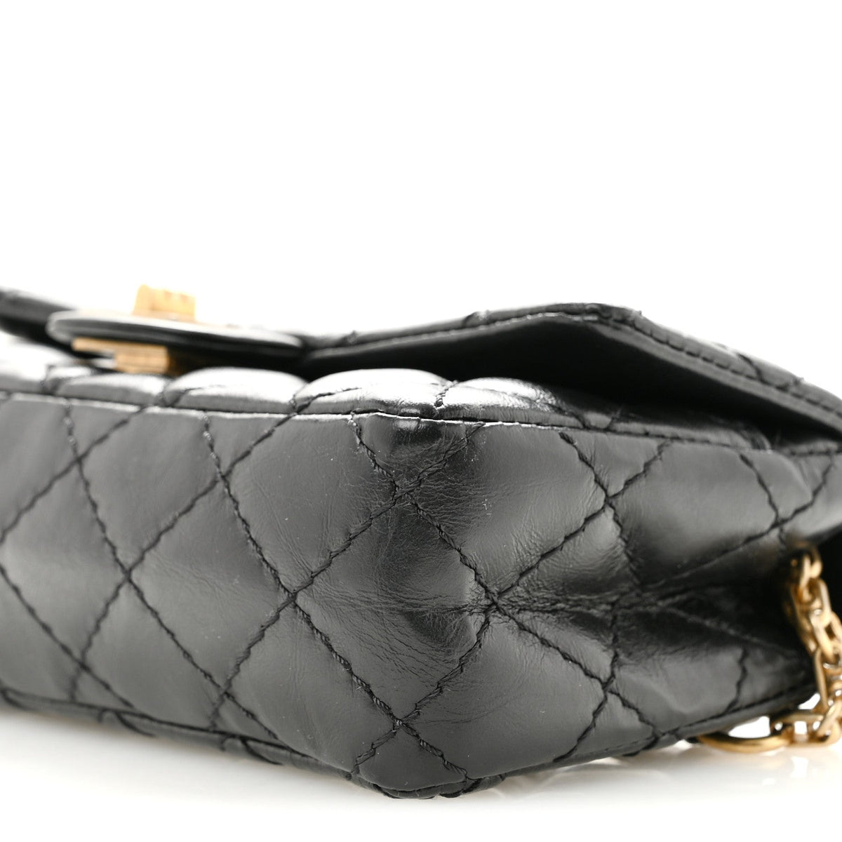 Aged Calfskin Quilted 2.55 Reissue Chain Waist Bag Black