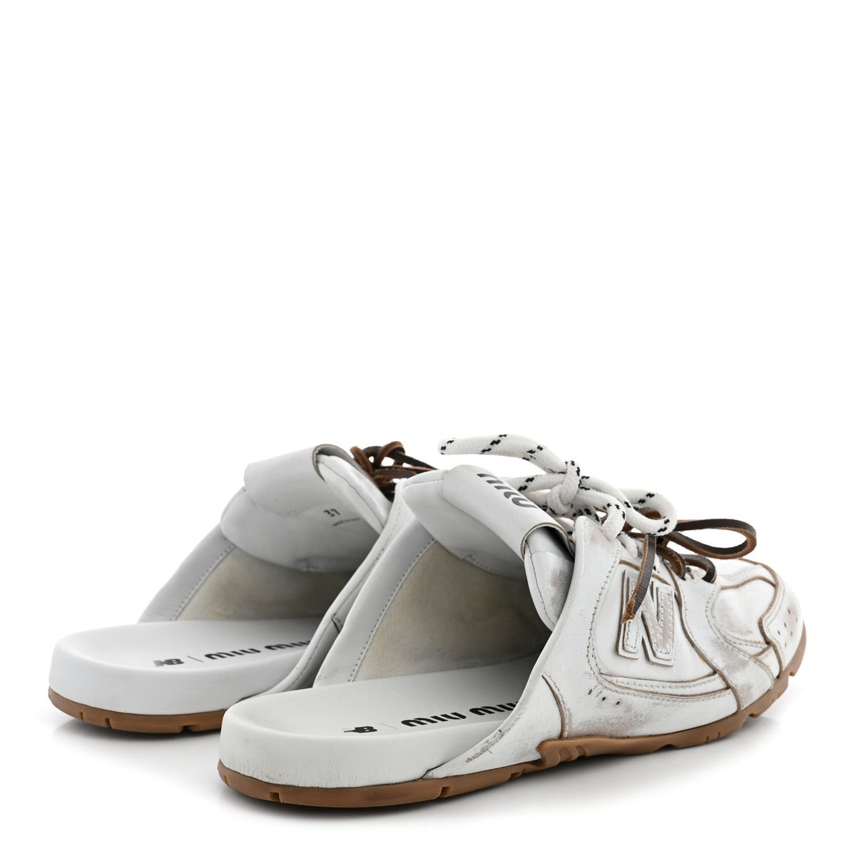 X NEW BALANCE Calfskin 530 SL Slip-On Sneaker Mules 37 White