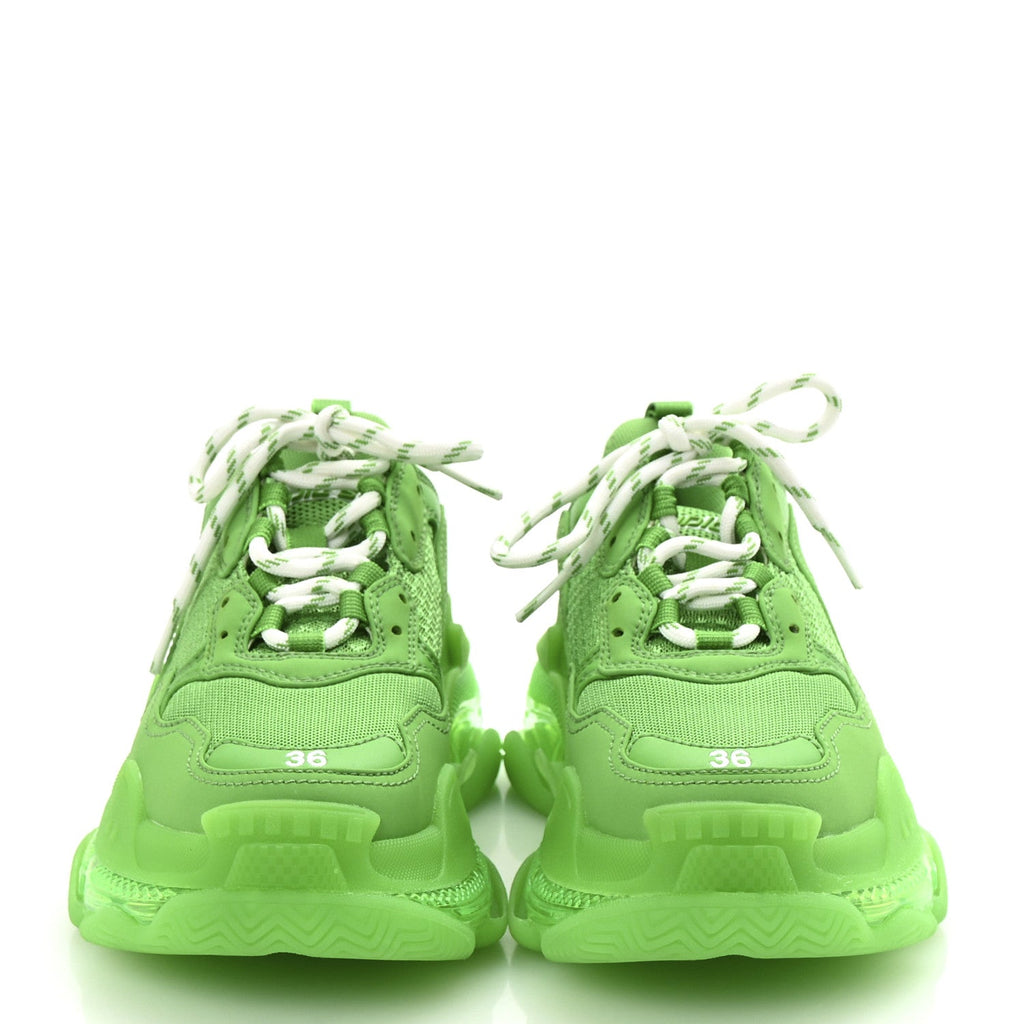 Fabric Mesh Clear Sole Womens Triple S Sneakers 36 Fluo Green