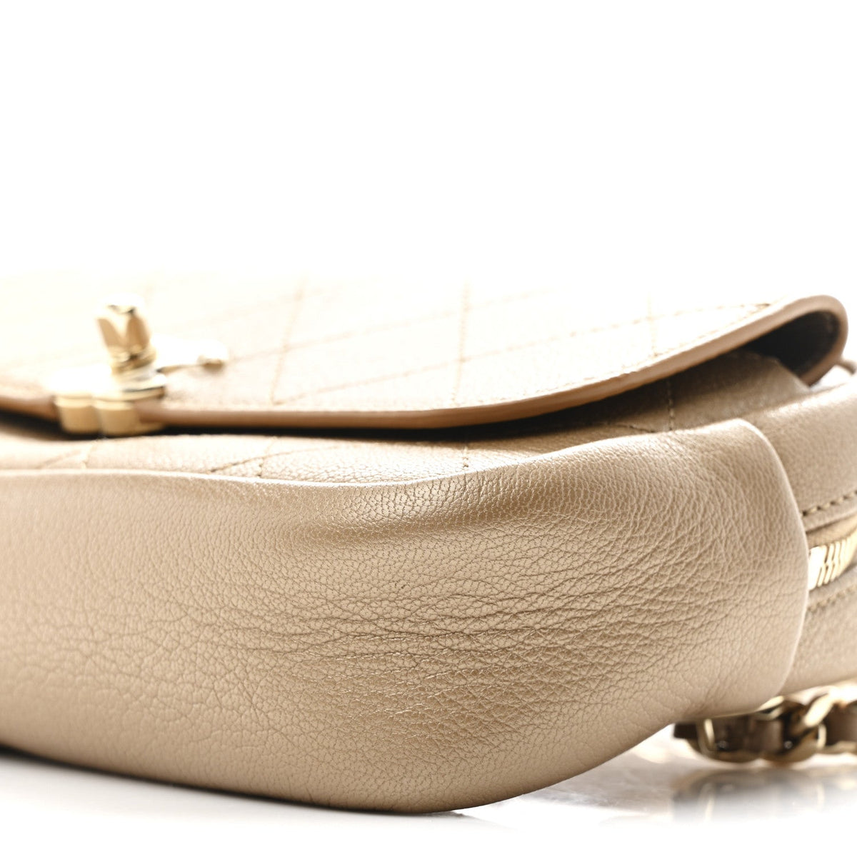 Metallic Goatskin Quilted Casual Trip Waist Bag Beige