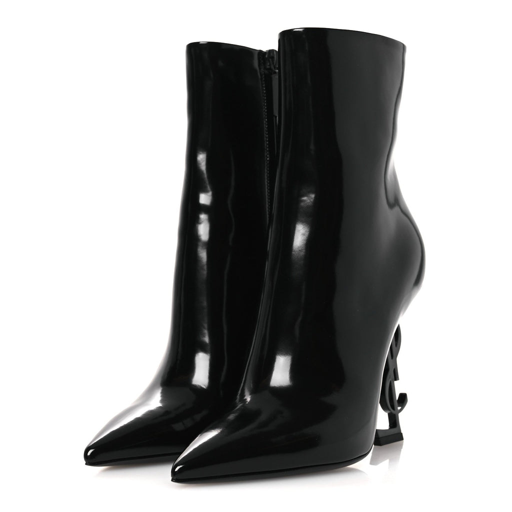Glazed Calfskin Opyum Ankle Boots 37 Black